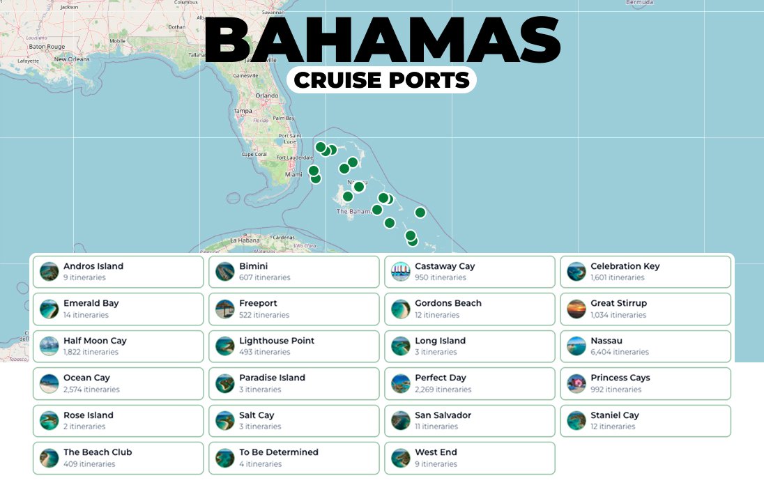 Map of Bahamas cruise ports affected by the election day alcohol ban