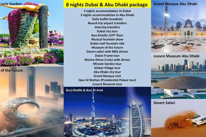8 nights Dubai and Abu Dhabi package in 4 star hotel - Image 1