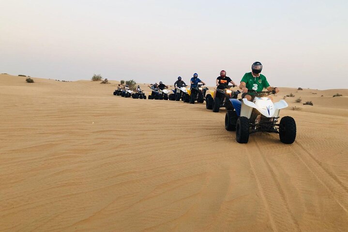 Dubai ATV Quadbike Desert Safari with Camel Ride Sand Boarding - Image 1