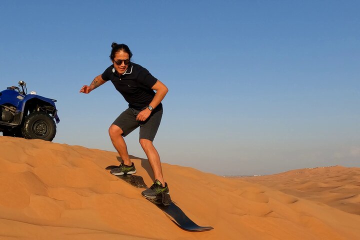 Dubai Desert Dune Buggy Ride, Sand Boarding, BBQ Dinner Camp - Image 3