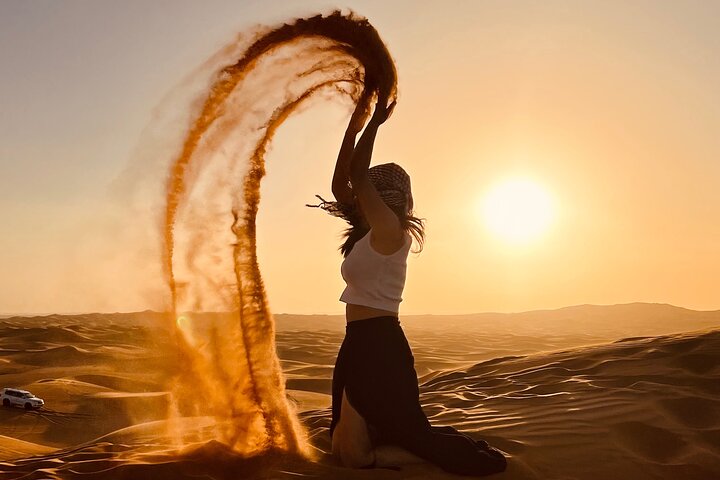 Dubai Desert Safari & Buffet Dinner and Camel ride with PRIVATE CAR - Image 1