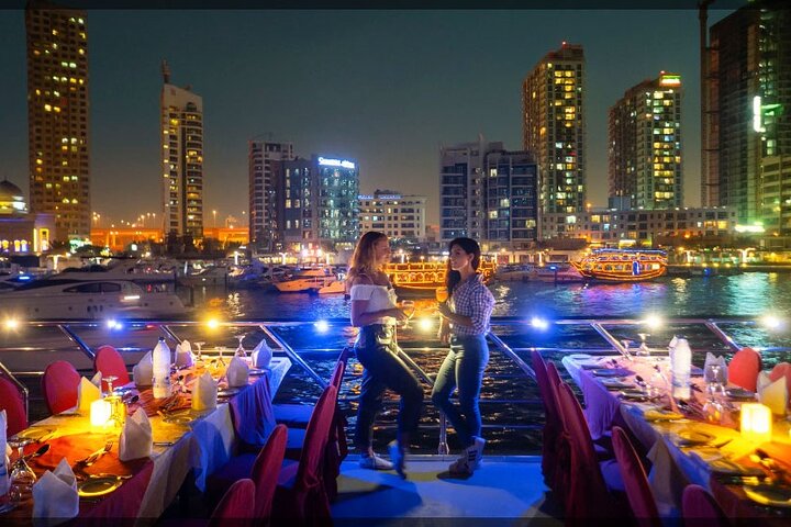 Dubai Marina Dhow Dinner Cruise with Transfers by Lexus ES 350 Or Mercedes Viano - Image 1
