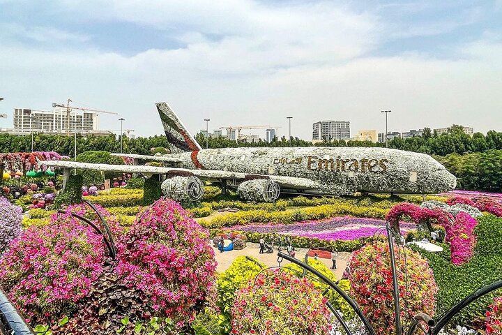 Dubai Miracle Garden and Evening Dhow Cruise Dinner Tour - Image 1