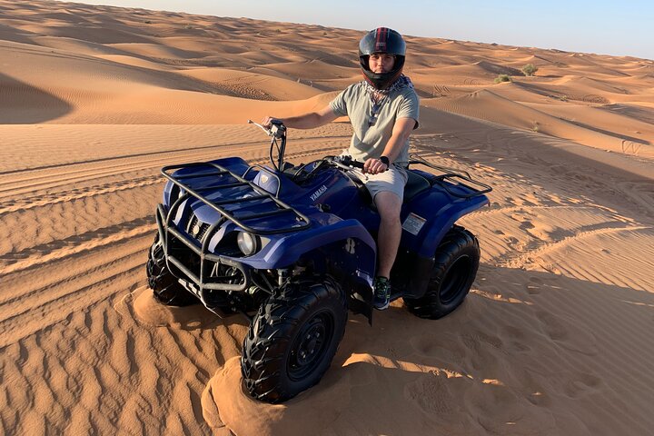Dubai Morning Desert Quad Bike Tour with Sandboarding & Camel Ride - Image 4