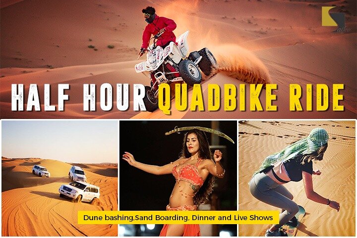 Dubai Quad bike ride 30 Min: Dune bashing, Sand Boarding & Dinner - Image 1