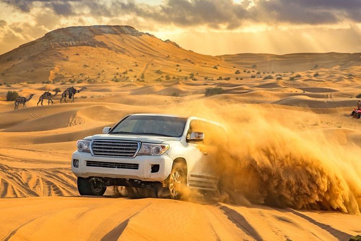 DXB Private Morning Desert Safari with Camel Ride n Sand Boarding - Image 1