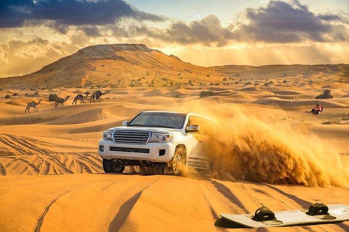 Evening Desert Safari Dubai With Buffet, Dune Bashing, Camel Riding, and Tanura - Image 2