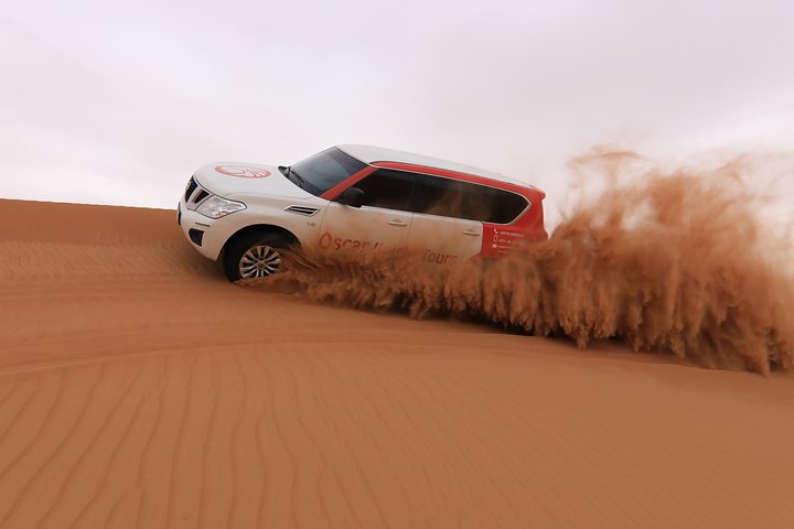 High Red Dunes with Camel Ride, Sandboarding, Falcon Show and VIP BBQ Dinner - Image 1