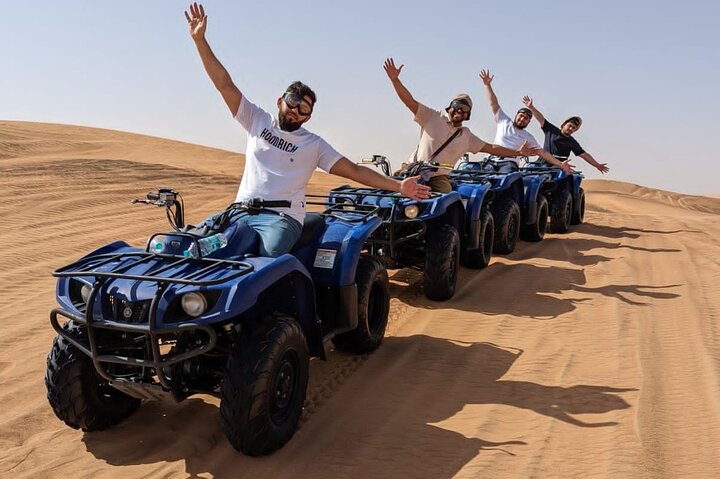 Premium Desert Excursion 1 Hour Quad bike Camel ride BBQ Dinner - Image 1