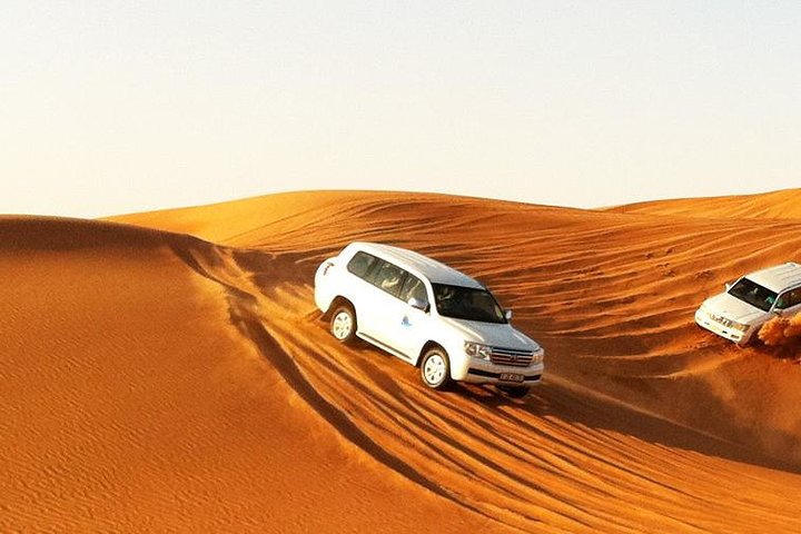 Premium Desert Safari, Barbeque, 3 Shows, Camel ride, Sand-board at Bedouin camp - Image 1