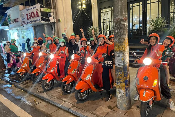 Female Riders Vespa Night Street Food + Train Street food 4 Hours - Image 1