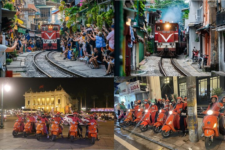 Female Vespa Ao Dai riders Night Street Food Tour +Train Street - Image 1