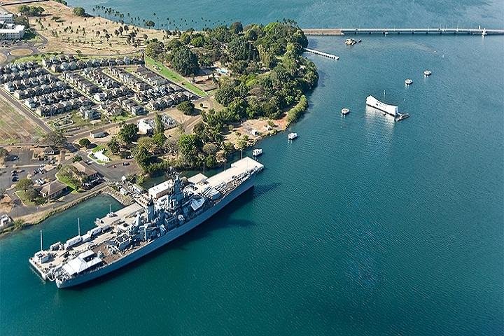 Battleships of WWII at Pearl Harbor from Maui - Image 1