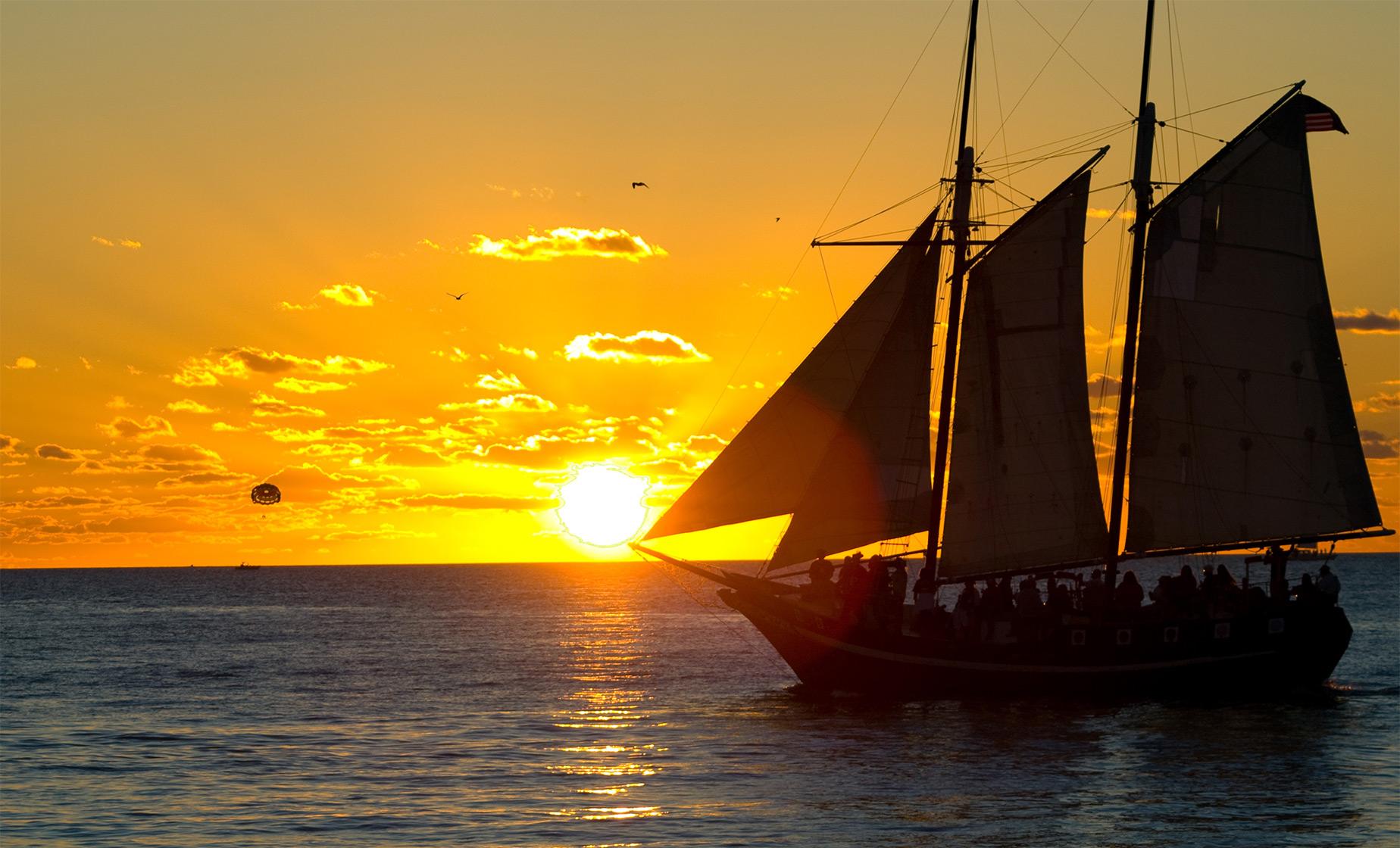 Wooden Schooner Sunset Sail - Image 1