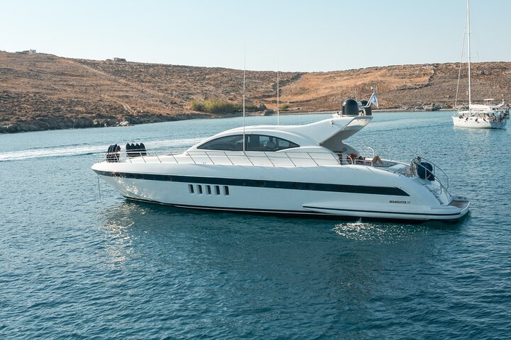 5 hour Private Yacht Cruise in Delos Rhenia Mykonos Mangusta 72 - Image 4