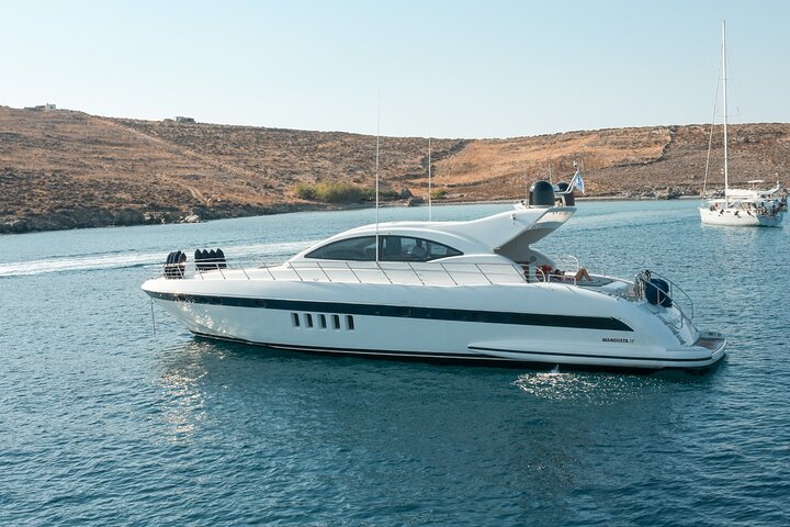 8 hour Private Yacht Cruise in Delos Rhenia Mykonos Mangusta 72 - Image 5