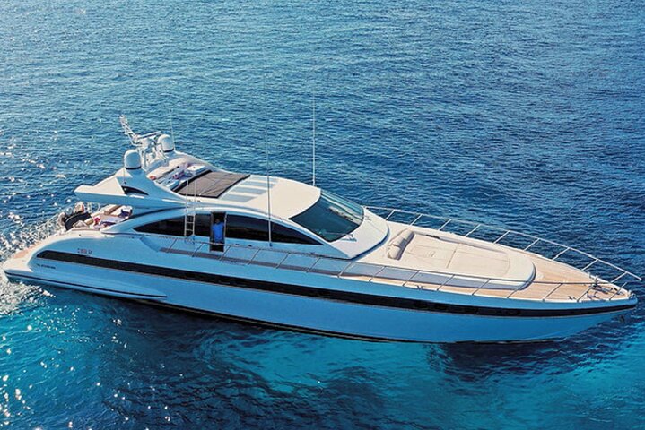 8 hour Private Yacht Cruise in Delos Rhenia Mykonos Mangusta 72 - Image 1