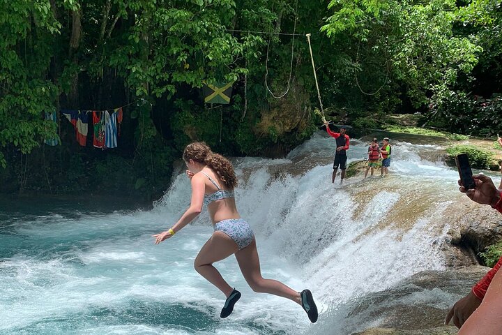 Blue Hole Waterfalls and Bamboo River Rafting Tour from Ocho Rios - Image 2