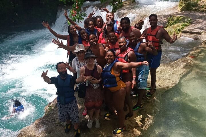 Blue Hole Waterfalls and Bamboo River Rafting Tour from Ocho Rios - Image 3