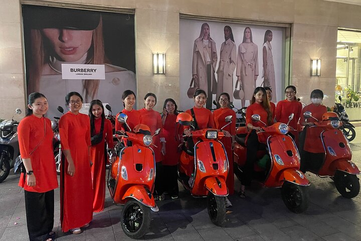 Saigon Vespa By Night Street Food With Female Riders Ao Dai  - Image 1