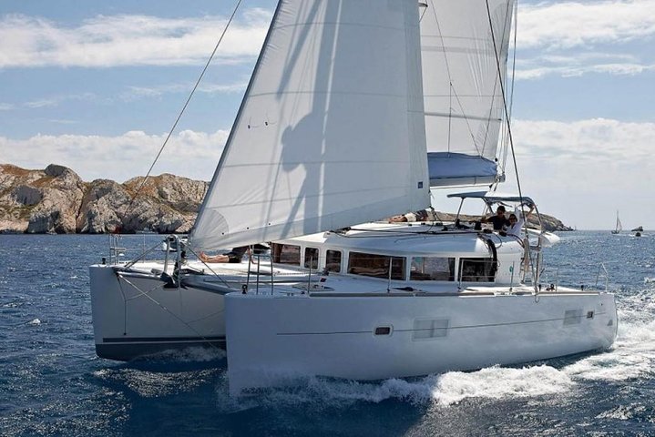 5Hour Private Santorini Luxury Catamaran Cruise with Greek Meal  - Image 2