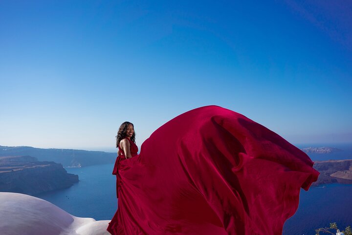 Santorini Flying Dress Photoshoot by Professionals - Image 3