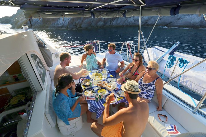 Santorini Full Day Catamaran Private Cruise incl. Meal, Drinks & Free Transport - Image 3