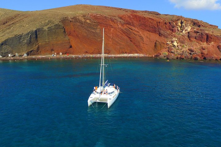 Santorini Full Day Catamaran Private Cruise incl. Meal, Drinks & Free Transport - Image 4