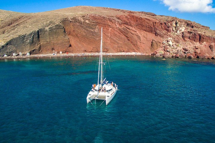 Santorini Half Day Catamaran Private Cruise incl. Meal, Drinks & Free Transport - Image 3