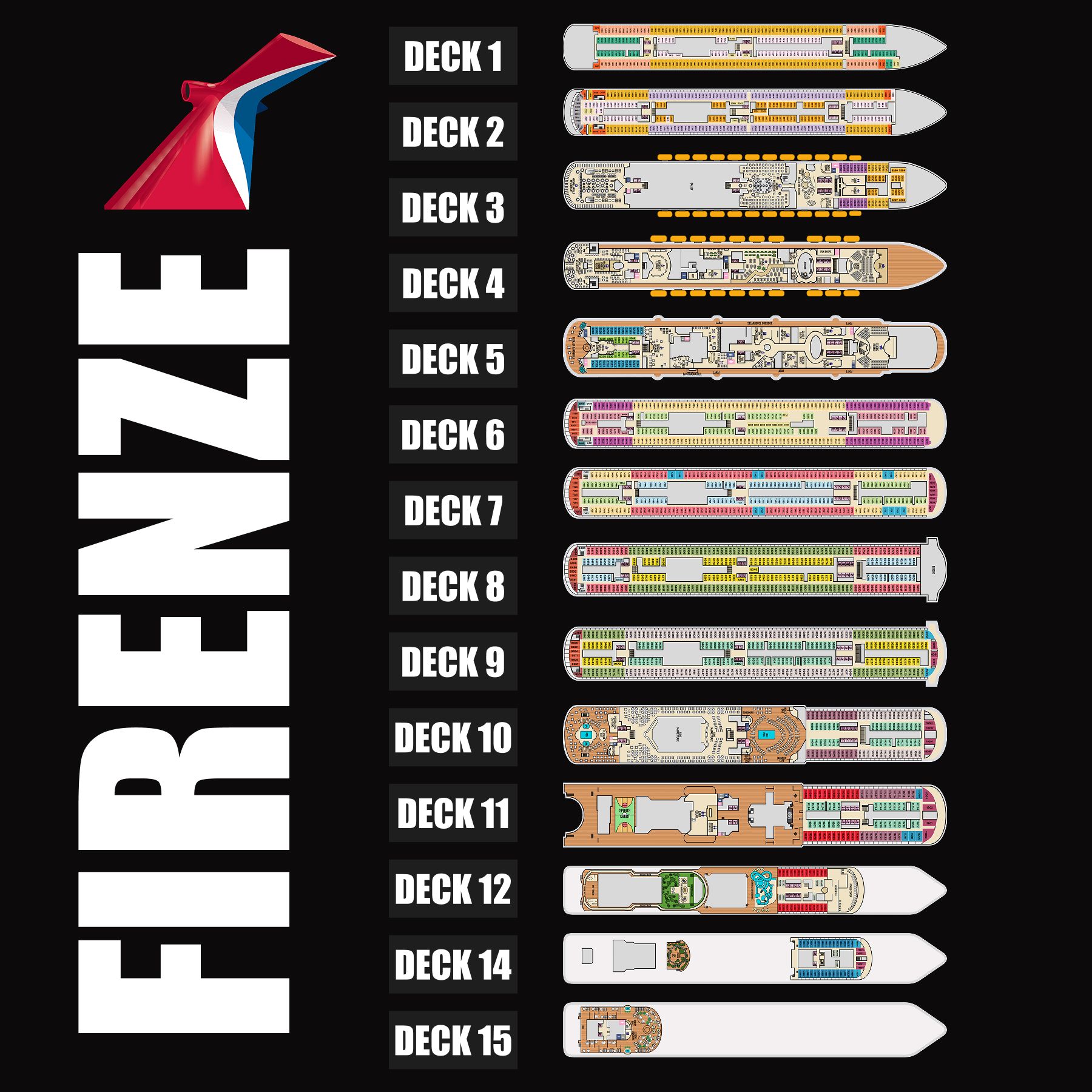 Carnival Firenze Cruise Ship Deck Plans (2026) | Gangwaze