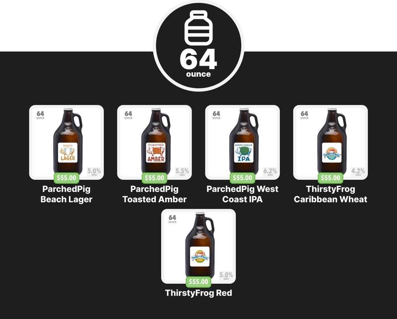 Carnival Beer Growler Menu Options
