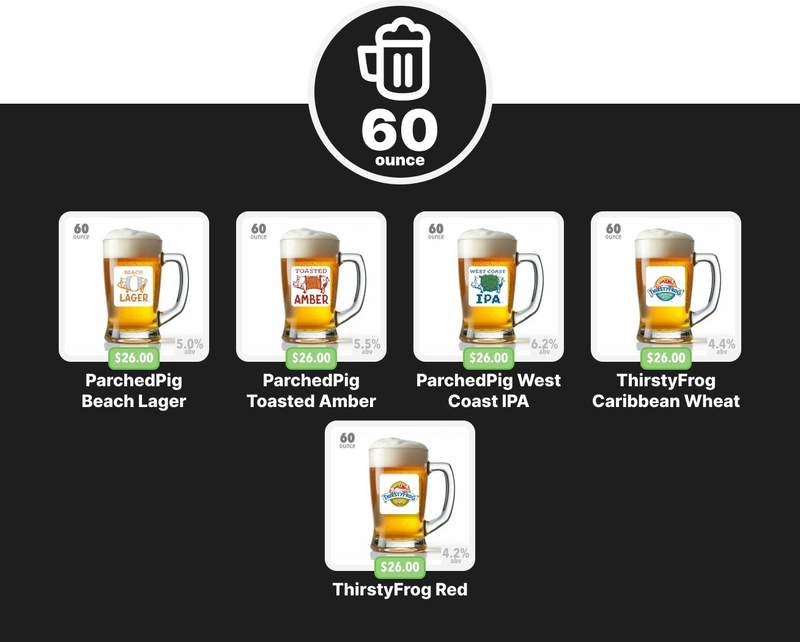 Carnival Beer Pitcher Menu Options