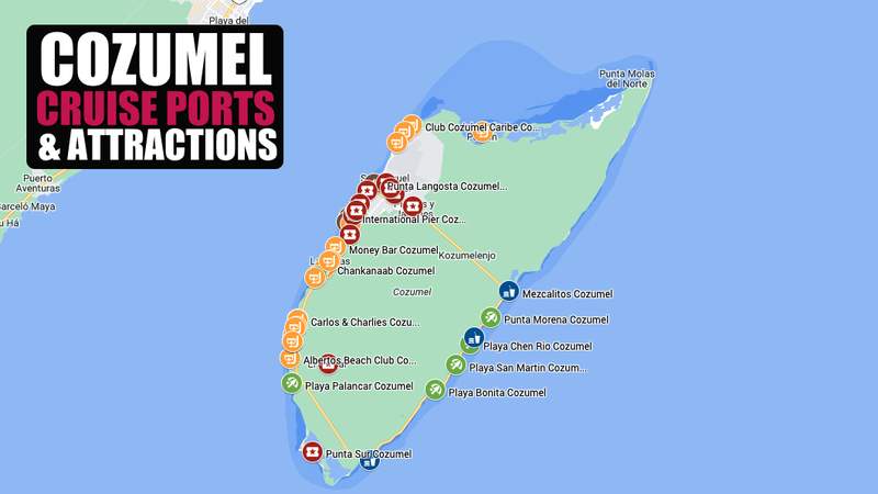 Cozumel Cruise Port Taxi Rates Map