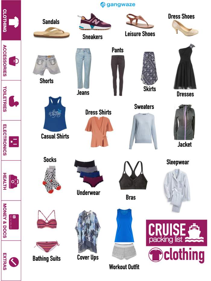 Clothes to Bring on a Cruise Clothes to Bring on a Cruise Checklist Image