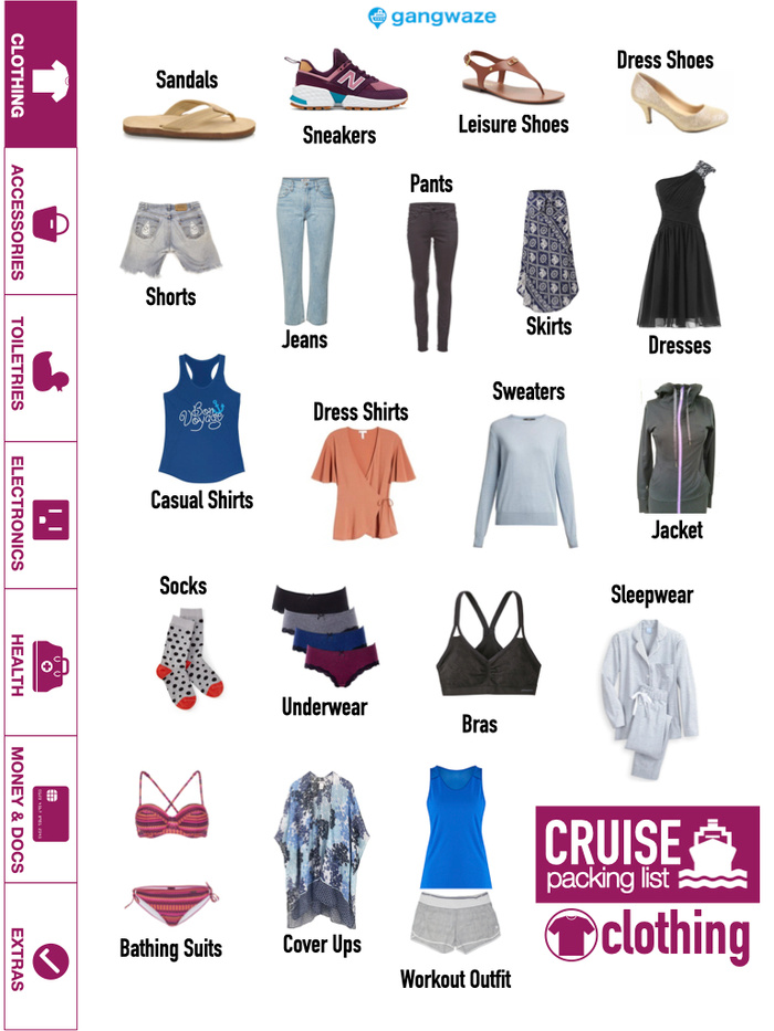 Clothes to Bring on a Cruise Clothes to Bring on a Cruise Checklist Image