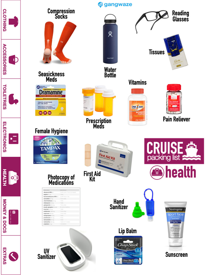Health Items to Bring on a Cruise Health Items to Bring on a Cruise Checklist Image