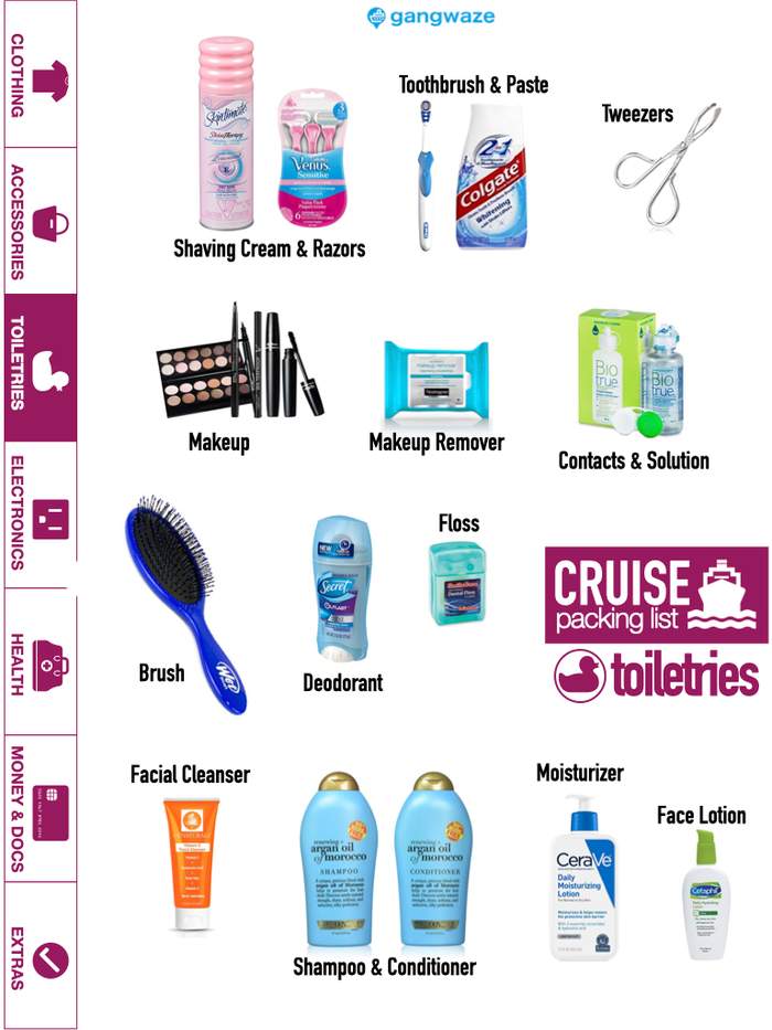 Toiletries to Bring on a Cruise Accessories to Bring on a Cruise Checklist Image