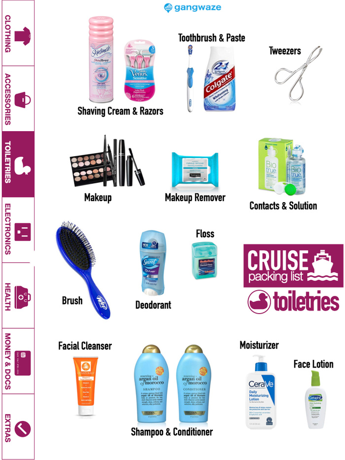 Toiletries to Bring on a Cruise Accessories to Bring on a Cruise Checklist Image