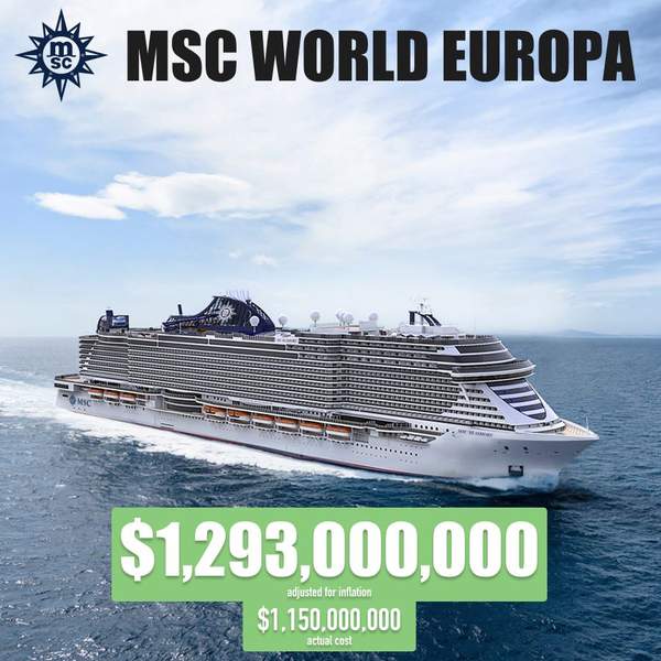 #11 Most Expensive Cruise Ship MSC World Europa Image with Stats