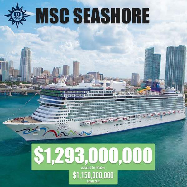 #12 Most Expensive Cruise Ship MSC Seashore Image with Stats