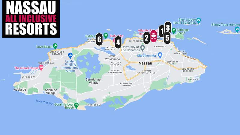 Nassau All Inclusive Day Pass Map to Cruise Port