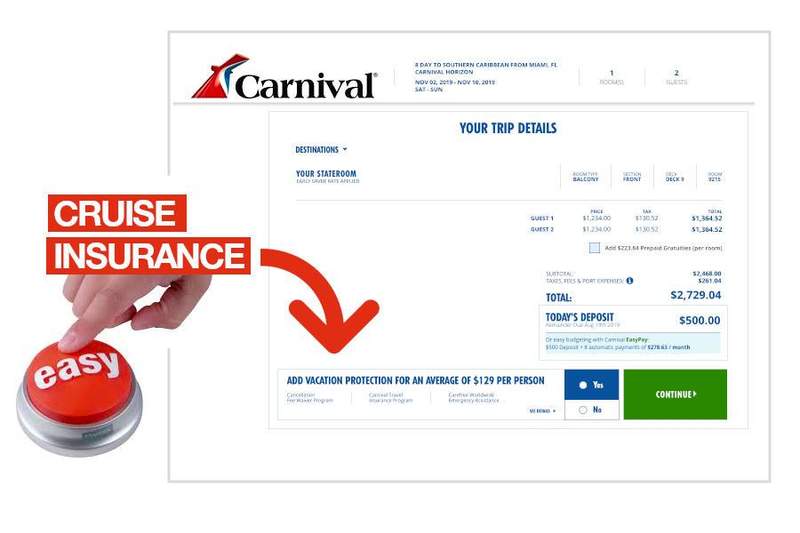 Carnival Cruise Insurance Booking Flow