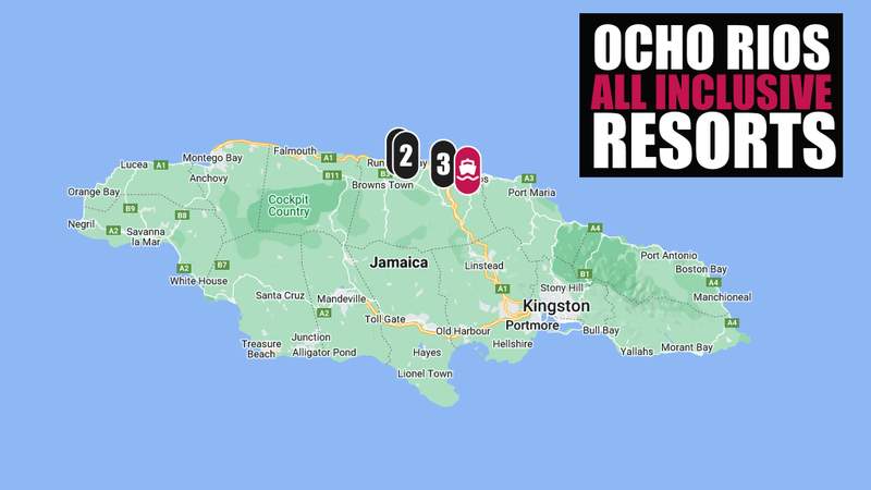 Ocho Rios All Inclusive Cruise Day Pass Options Map