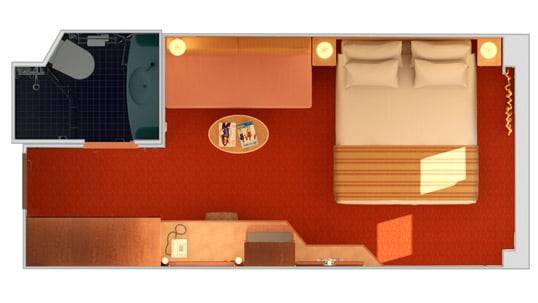 Carnival Legend Interior with French Door (obstructed view) Stateroom Floor Plan