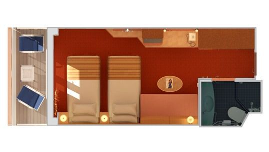 Carnival Legend Balcony (Obstructed View) Stateroom Floor Plan