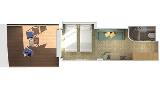 Carnival Celebration Cloud 9 Spa Forward-View Extended Balcony Floor Plan