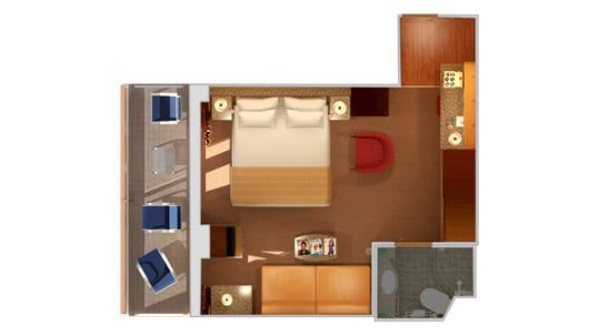 Carnival Legend Premium Balcony (Obstructed View) Stateroom Floor Plan