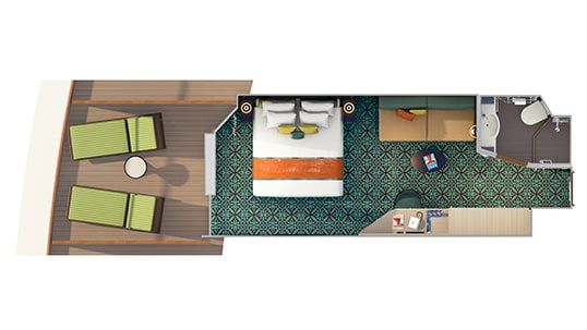 Carnival Vista Havana Aft-View Extended Balcony Stateroom Floor Plan