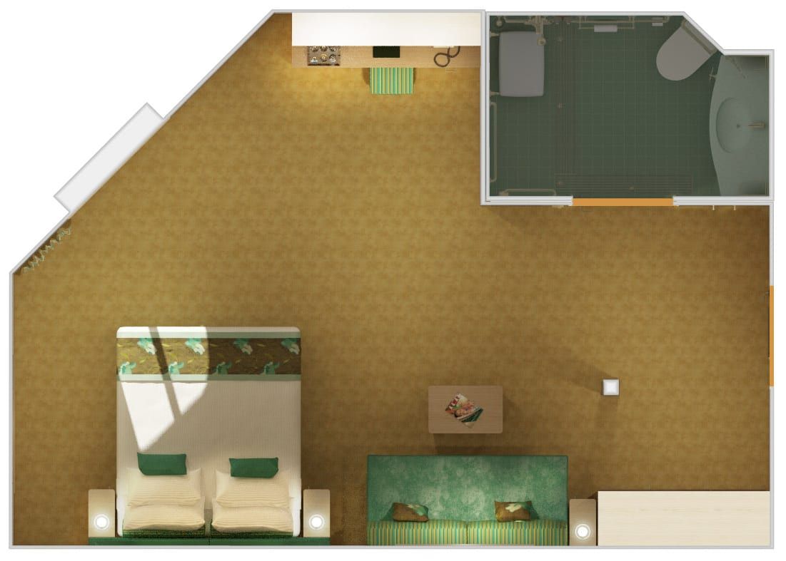 Carnival Breeze Cloud 9 Spa Ocean View (Walkway View) - Accessible (6S) floor plan, photo 1 of 3