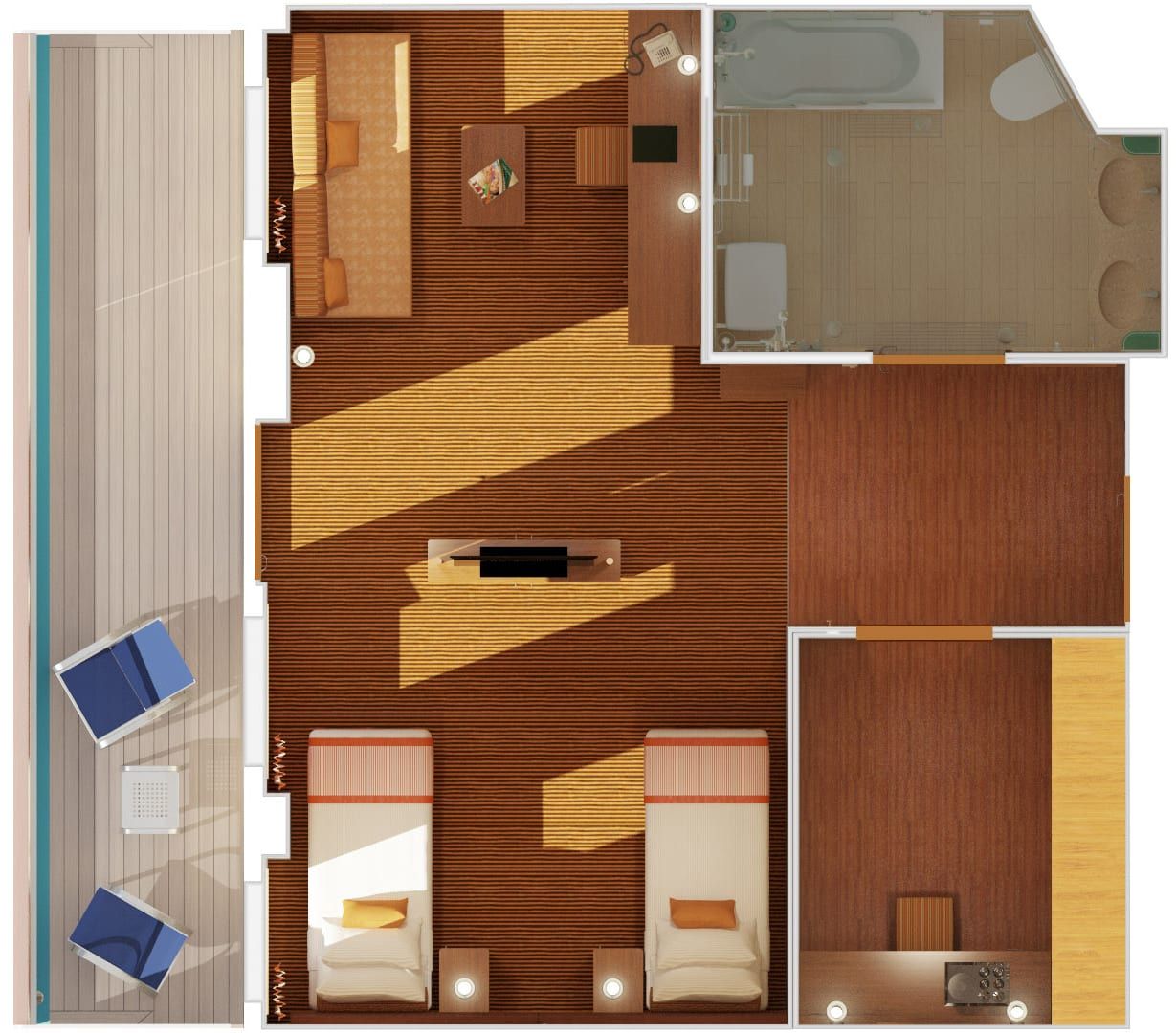 Carnival Breeze Ocean Suite - Accessible (OS) floor plan, photo 2 of 2